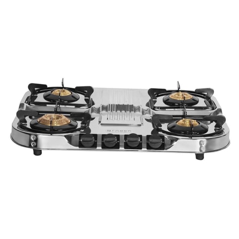 FABER Gas Stoves 4 Burner Silver  Astra 4BB SS