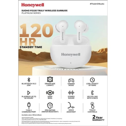 Honeywell Bluetooth Headset One Size White  Suono P2100