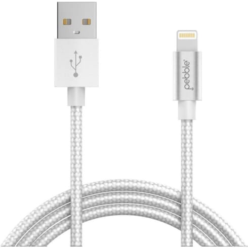 PEBBLE Cables 1 Mtr Silver  Lightning Cable  PNCL10
