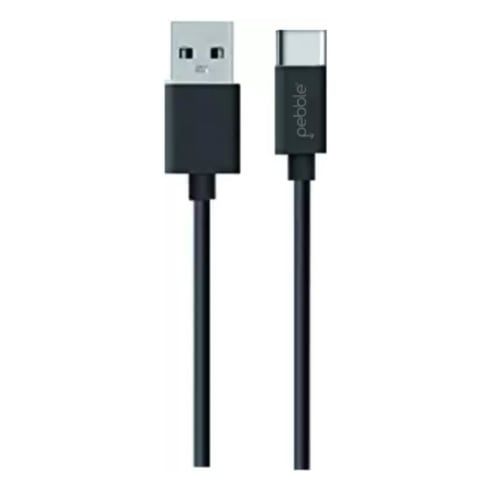 PEBBLE Cables 1 Mtr Black PBCC10  Type C Data/USB Charging Cable with 3A Fast Charge