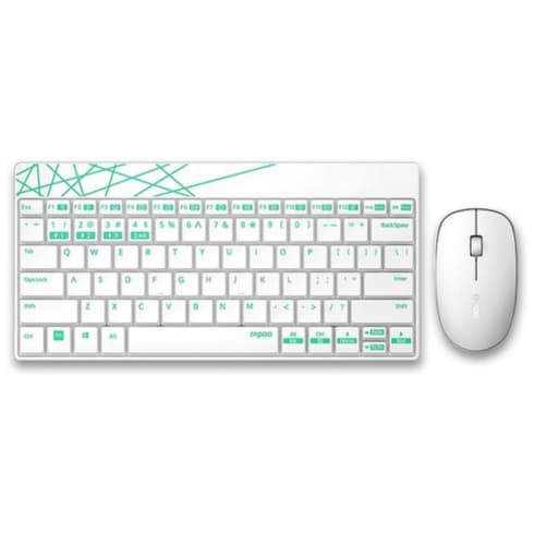 Rapoo Keyboard One Size White 8000s Keyboard+ Mouse Wireless Standard Set