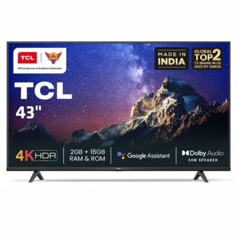 TCL Television  43 inch Black  43P615 4K Ultra HD LED Android Smart TV(3840 x 2160)