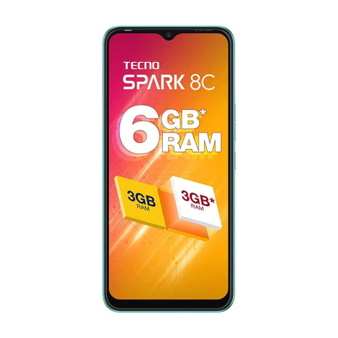 Tecno Smart Phones 3GB RAM + 64GB ROM Turquoise Cyan  Spark 8C