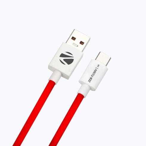 Zebronics Cables 1 Mtr Red  ZEB-TU30V RED WITH WHITE